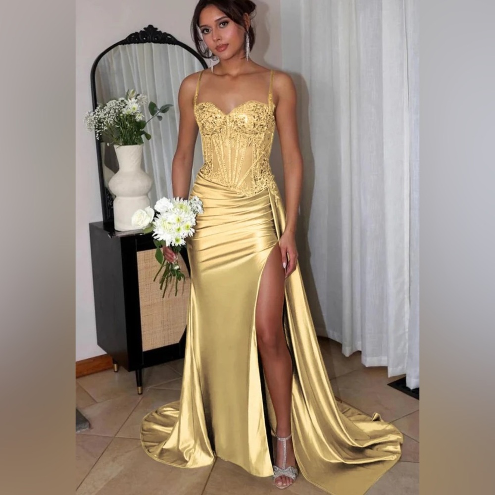 Elegant Gold Embellished Gown
